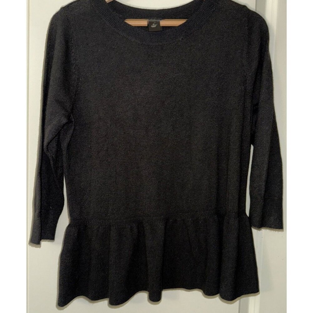 Ann Taylor Black 3/4 Sleeve Ruffle Cuff Top Fairygoth
